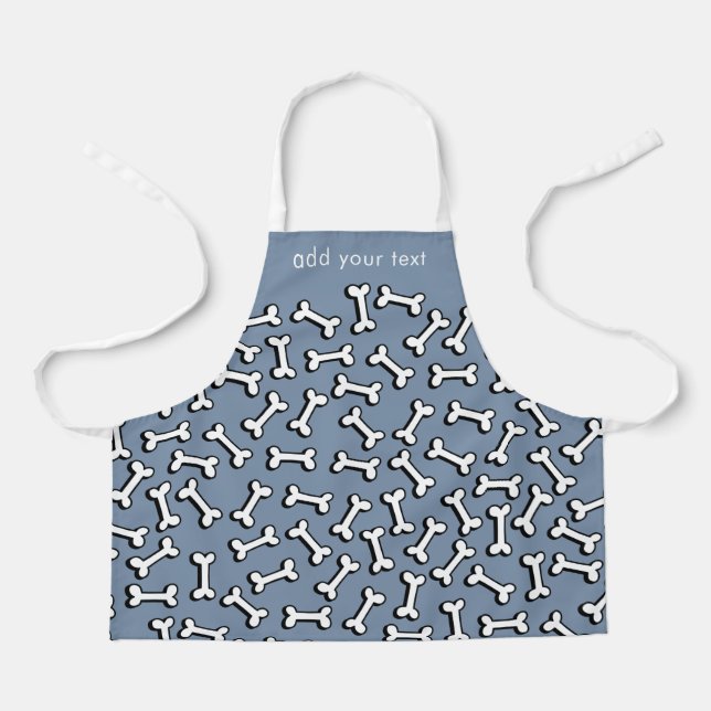 Tablier Modern Cute Funny Dog Bone Motif Ajouter Votre Nom (Recto)