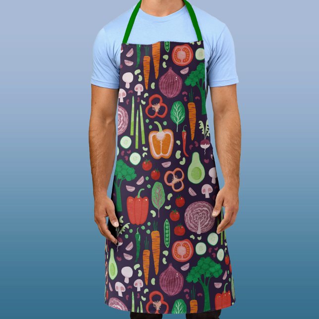 Tablier Modern Vegetable Pattern (Vegetable pattern apron for a cook or chef )