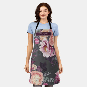 Tablier Moderne aquarelle florale élégant personnalisé