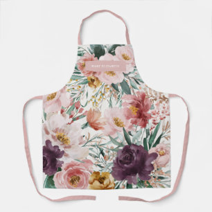 Tablier Moderne aquarelle rose floral girly élégant