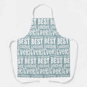 Tablier Moderne bleu meilleur professeur typographie cadea