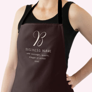 Tablier Moderne Élégant Nom commercial Monogramme Brun f