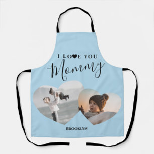 Tablier Moderne je t'aime maman  2 Photo du coeur
