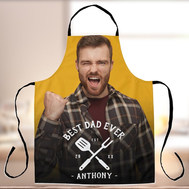 Tablier Moderne Meilleur DAD Jamais Cool Nom Photo Apron H (Créateur téléchargé)