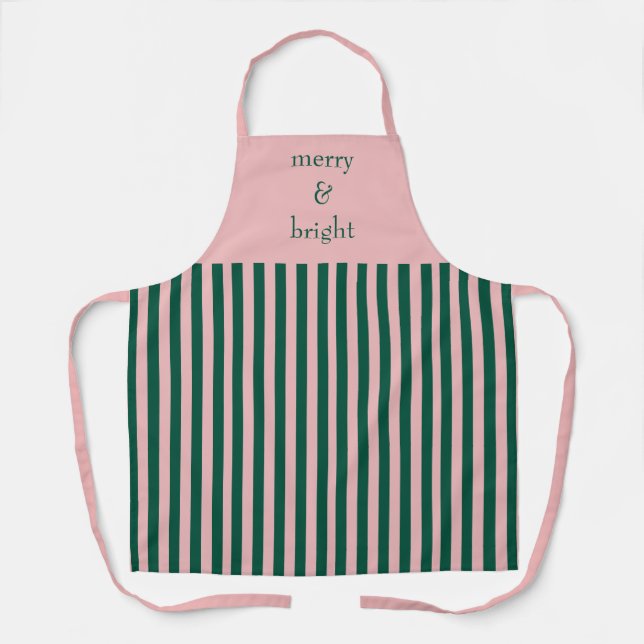 Tablier Moderne Merry & Bright Pink & Green Holiday (Recto)