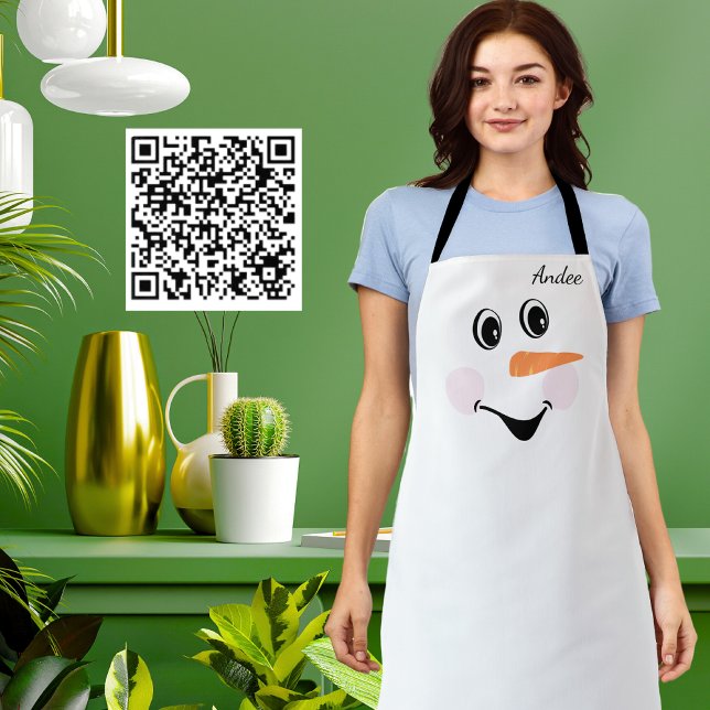 Tablier Moderne mignonne Custom Snowman visage souriant (Créateur téléchargé)