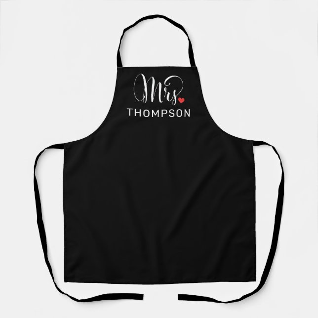 Tablier Moderne Monogramme Cœur Mme en Noir (Recto)