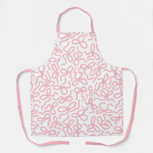 Tablier Moderne motif de nœud coquette rose et blanc fémin