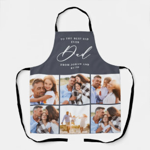 Tablier moderne multi photo collage papa script Apron
