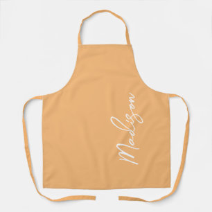Tablier Moderne Pastel Orange Script Personnalisé Femmes