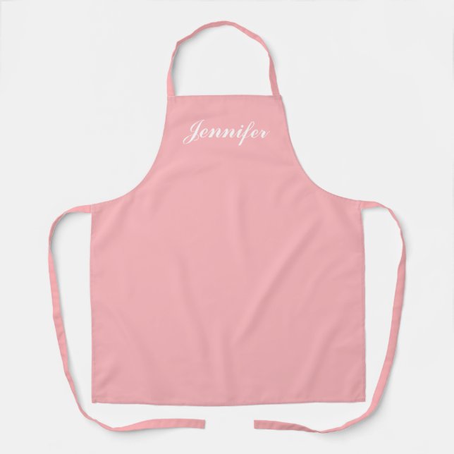 Tablier Moderne Pink Pastel Script Monogramme Femme Cuisin (Recto)