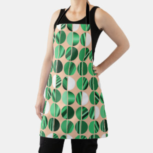 Tablier Moitié ovale rayée verte