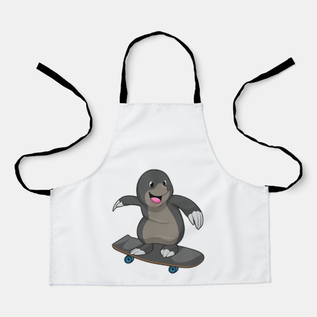 Tablier Mole en skate avec skateboard (Recto)