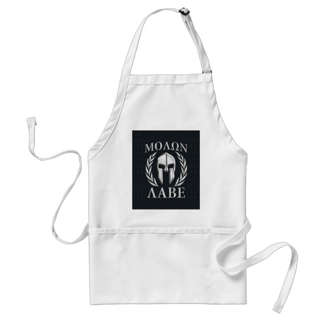 Tablier Molon Labe Chrome Comme Casque Spartan sur Grille (Devant)