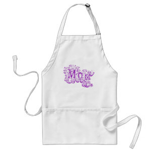 Tablier "Mom" white and purple graphic cooks apron