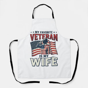 Tablier Mon vétéran préféré est ma femme T-shirt patriotiq