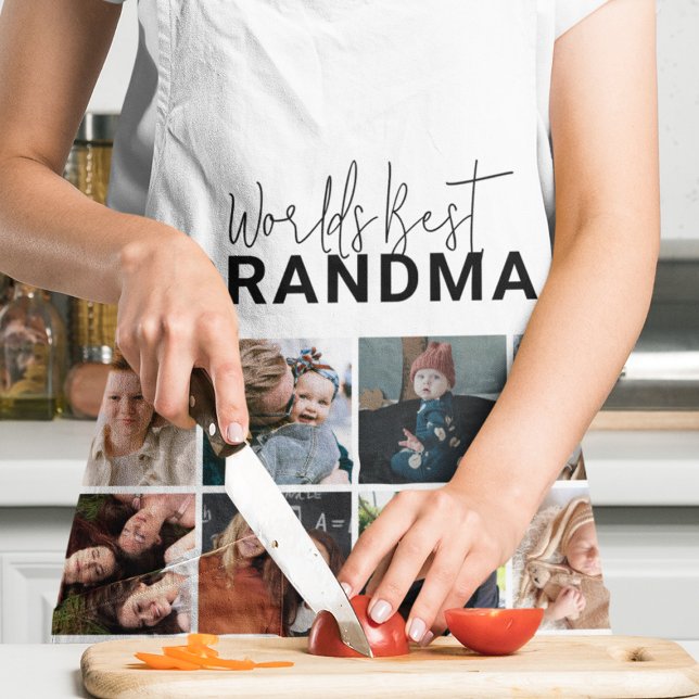 Tablier Monde meilleur grand-mère | Collage de photos (Créateur téléchargé)