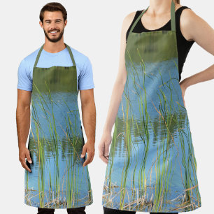 Tablier Monet inspiré Cattails Reeds sur le lac Bleu