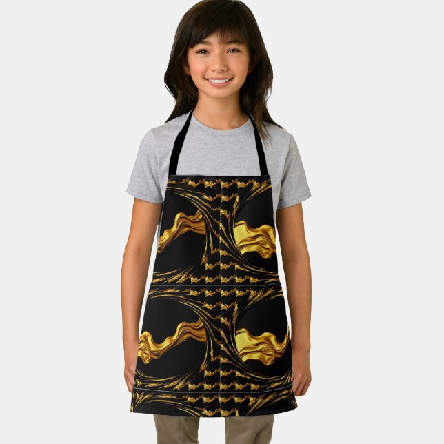 Tablier Monochrome Opulent Swirl Designer Kid Cooking Wear (Insitu)