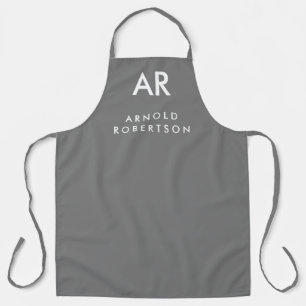 Tablier Monogram Grey Modern Nom personnalisé