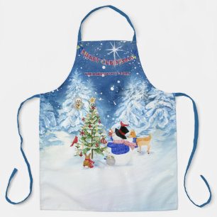 Tablier Monogram Joyeux Noël Bonhomme de Neige Étoile Nuit