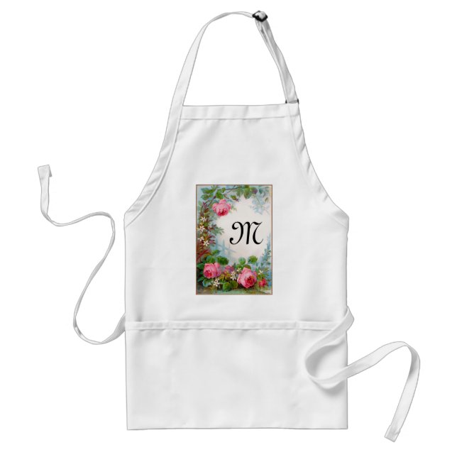 TABLIER MONOGRAME DE ROSES ET DE JASMINE (Devant)