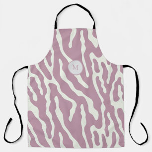 Tablier Monogramme à motif abstrait de lignes ondulées ros