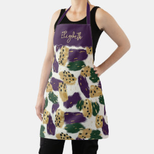 Tablier Monogramme à motif de touches de vert, violet et o