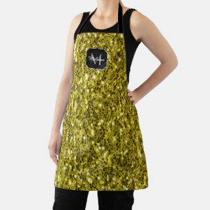 Tablier Monogramme à paillettes scintillantes de faux doré