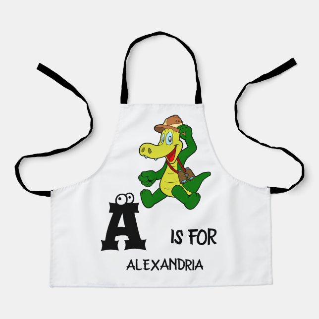 Tablier Monogramme A personnalisé est pour Alligator drôle (Recto)