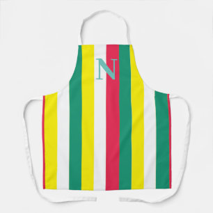 Tablier Monogramme à rayures d'été colorées