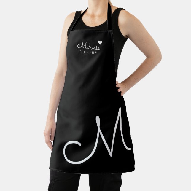 Tablier Monogramme Aimer noir et blanc (Insitu)