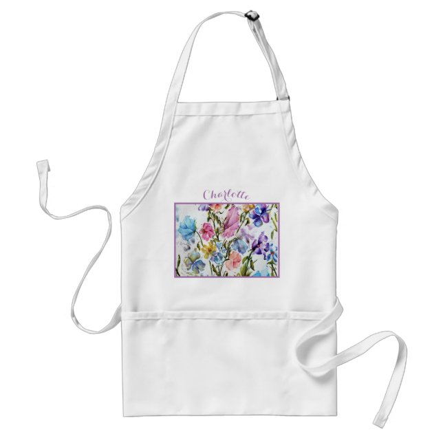 Tablier Monogramme Aquarelle Papillons Whimsical (Devant)