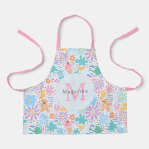 Tablier Monogramme Arc-en-ciel Rose Floral Féminin Mignon