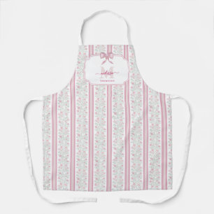 Tablier Monogramme au nœud coquette floral rose vintage