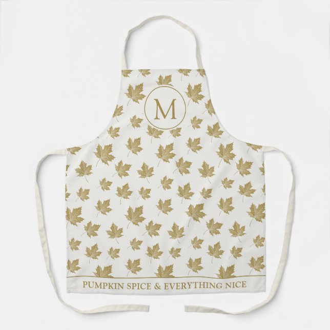 Tablier Monogramme Automne Feuilles Texte Motif & Personna (Recto)