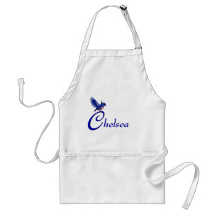 Tablier Monogramme C Votre Nom Oiseau Bleu