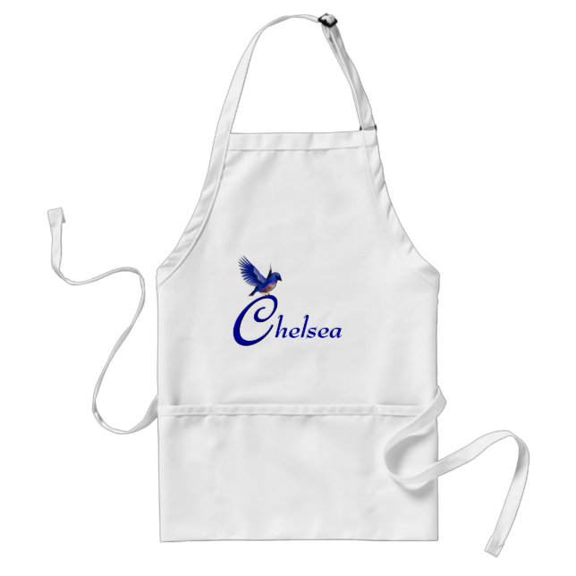 Tablier Monogramme C Votre Nom Oiseau Bleu (Devant)