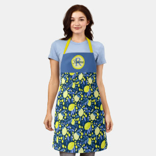 Tablier Monogramme Chic Nom Rustique Citron Citrons Feuill