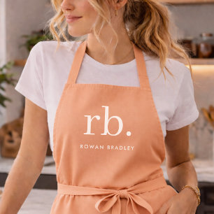 Tablier Monogramme Corail pêche Élégant Féminin Minimalist