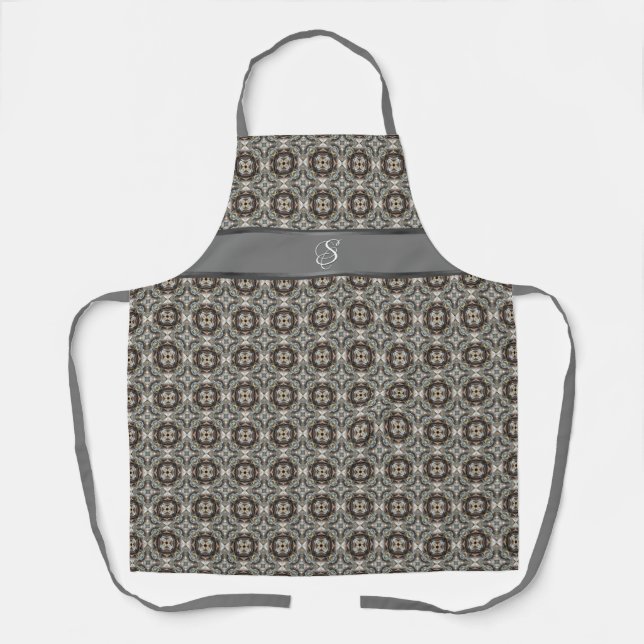 Tablier Monogramme de carrelage gris beige (Recto)