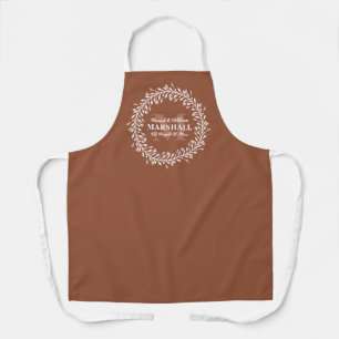 Tablier Monogramme de couronne orange de mariée à nouveau
