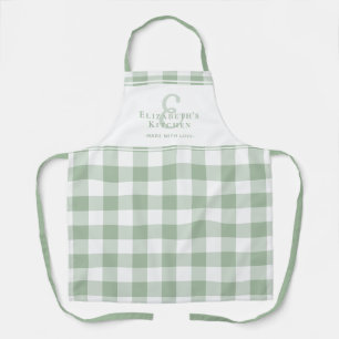 Tablier Monogramme de cuisine personnalisée Nom En vichy C