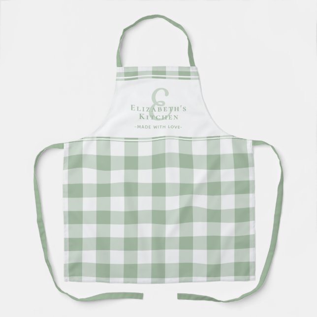 Tablier Monogramme de cuisine personnalisée Nom En vichy C (Recto)