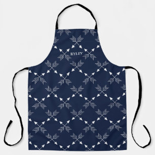 Tablier Monogramme de Motif bleu et blanc de la marine mod