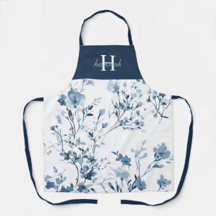 Tablier Monogramme de nom de fleur sauvage à l'aquarelle b