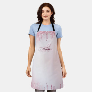Tablier monogramme de nom personnalisé parties scintillant