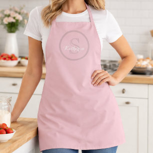 Tablier Monogramme de nom personnalisé Rose Poussiéreuse