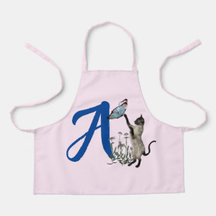 Tablier Monogramme de papillon de chat de Siamèse initial