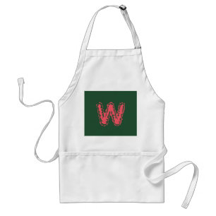 Tablier Monogramme déplaisant s'accrochant rose sur vert